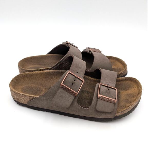 Birkenstock Arizona Birkibuc Double Strap Sandals Kids Mocha Brown Size US3 EU34 - Picture 3 of 11